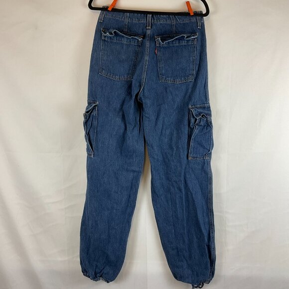 Levi's '94 Baggy Jeans 26 Blue Cargo Pockets Cinched Ankles - Picture 8 of 14